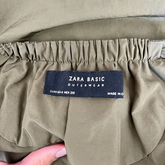 Zara Olive Green Cinched Jacket Size Medium - Picture 13 of 13